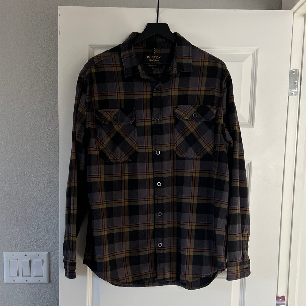 Burton Men's Casual Plaid Shirt - Black, Grey and Green